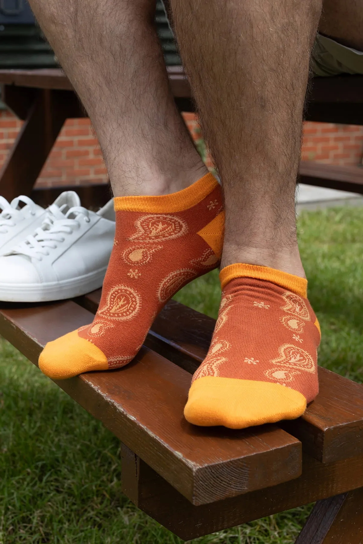 Paisley Men's Trainer Socks - Orange