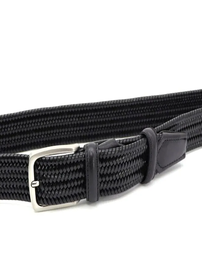 R Roncato Elastic Stretch Leather Belt For Men with Metal Buckle