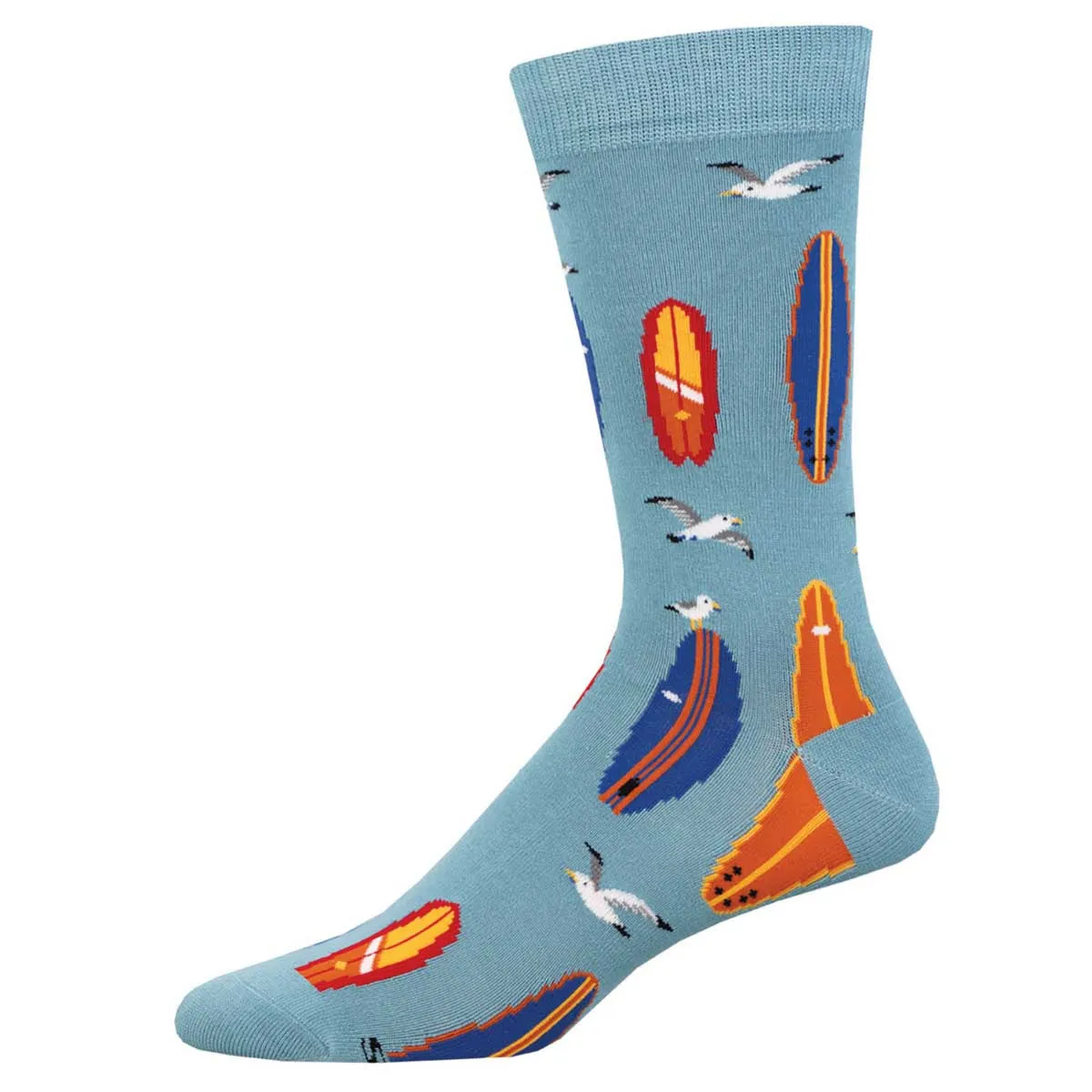 Ride The Wave (Blue) Bamboo Men's Crew Socks