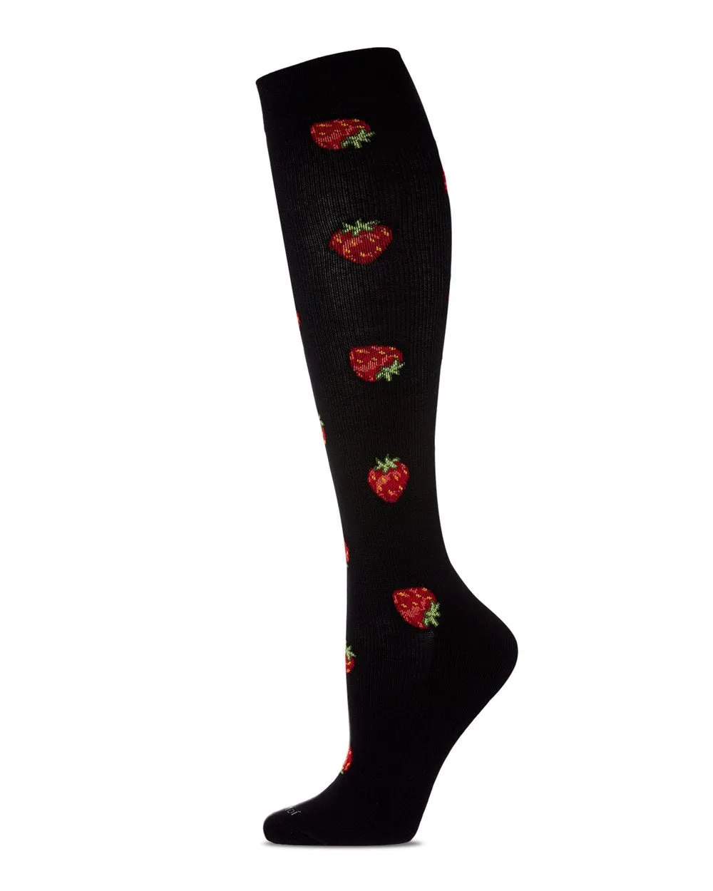 Strawberry Field (Black) Bamboo Compression Socks