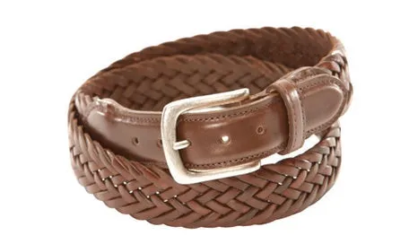 T.B. Phelps Maxwell Braided Leather Belt/Tan