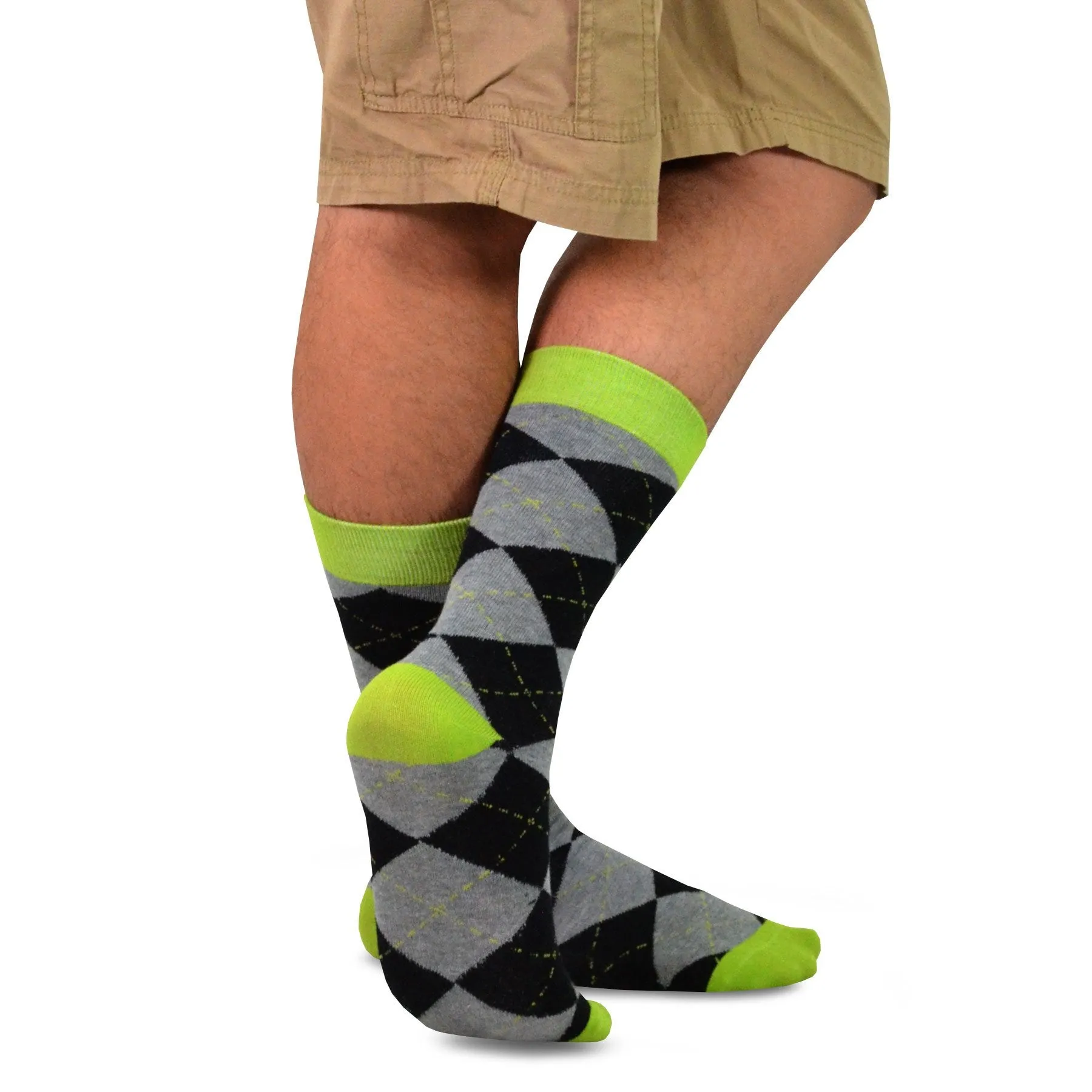 TeeHee Socks Men's Novelty Cotton Crew Bright and Colorful 10-Pack (51058)