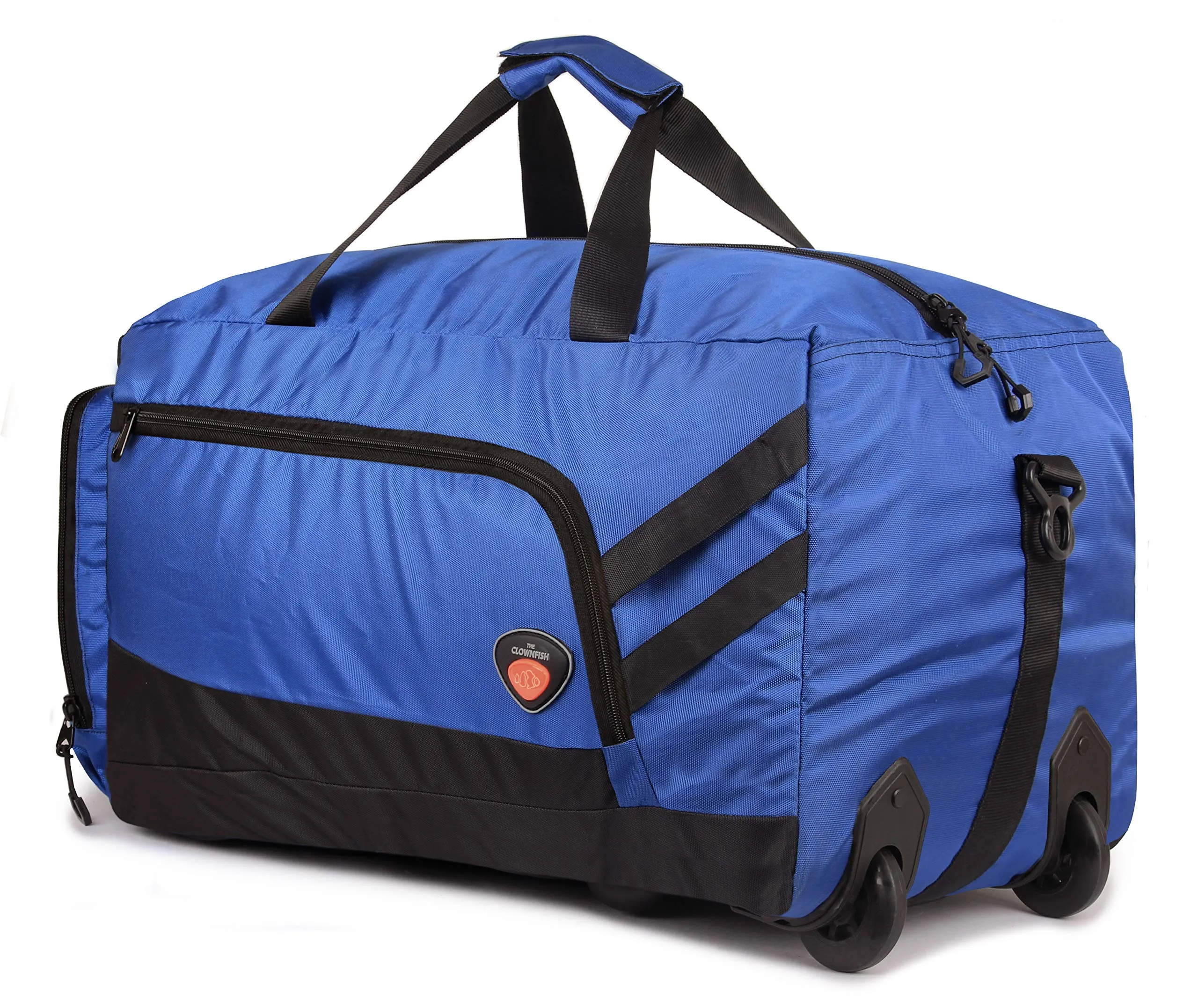 The Clownfish Road Rager Series 35 liters Polyester Travel Duffle Trolley, Duffel Bag with Wheels (Royal Blue)