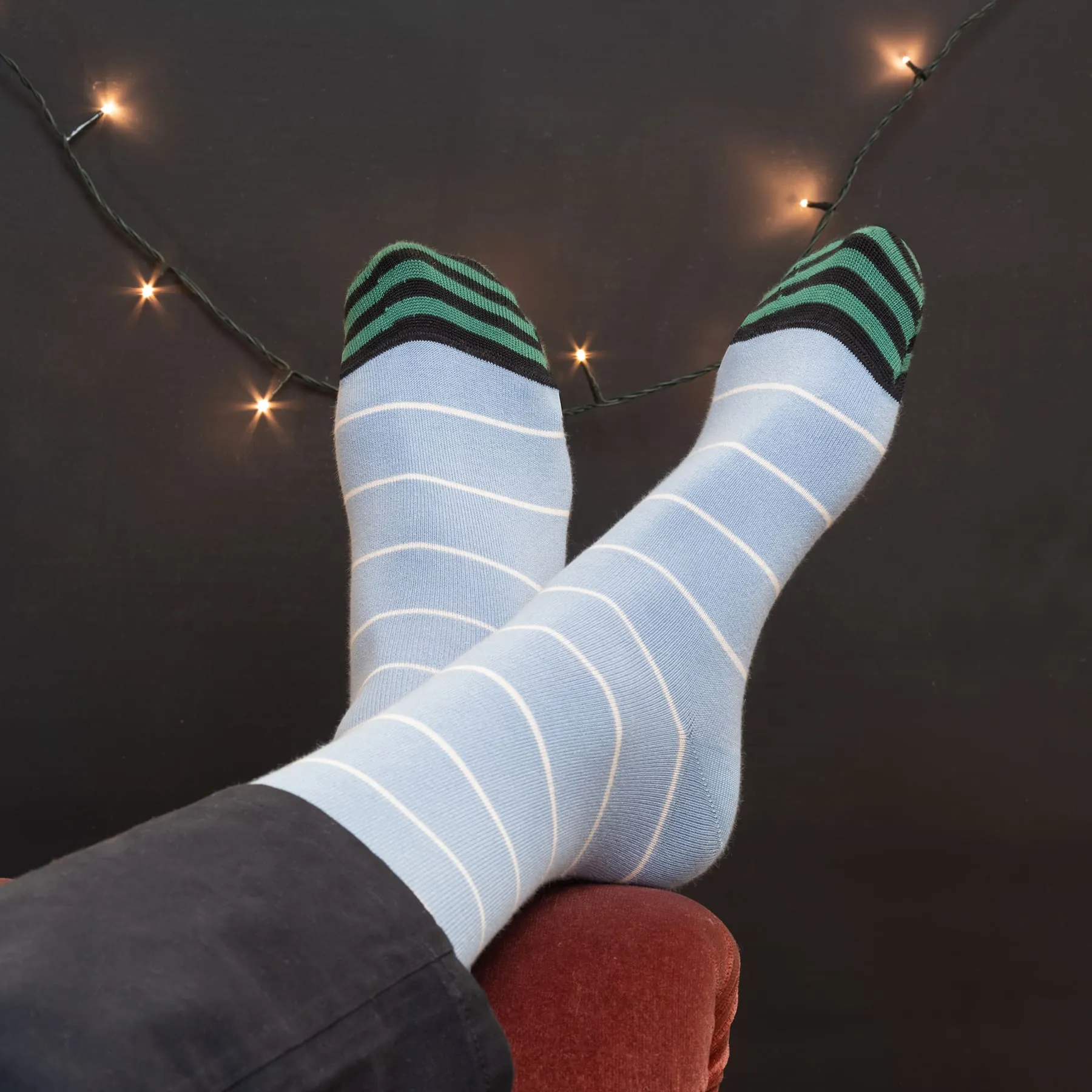 Thin Stripe Men's Socks - Light Blue