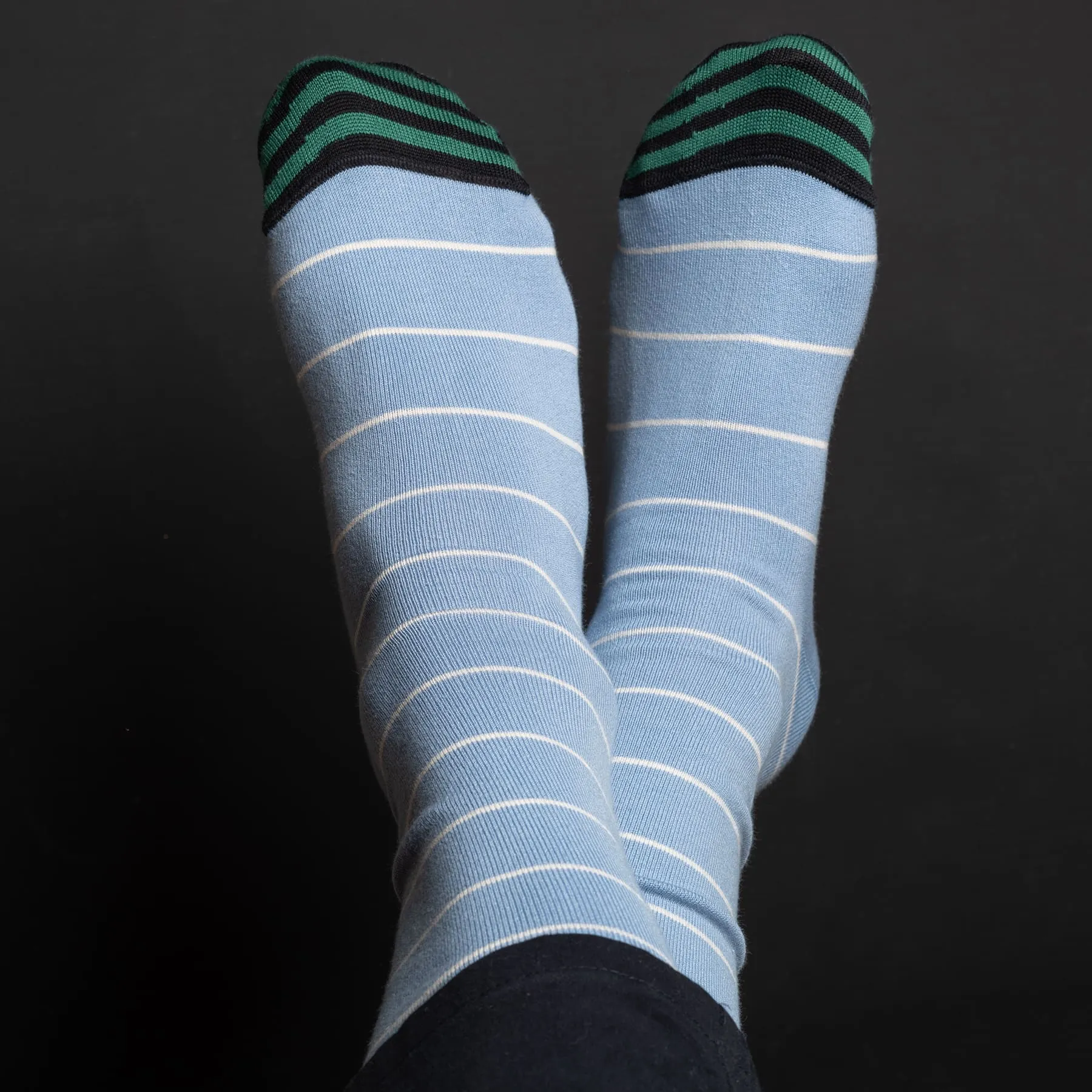 Thin Stripe Men's Socks - Light Blue