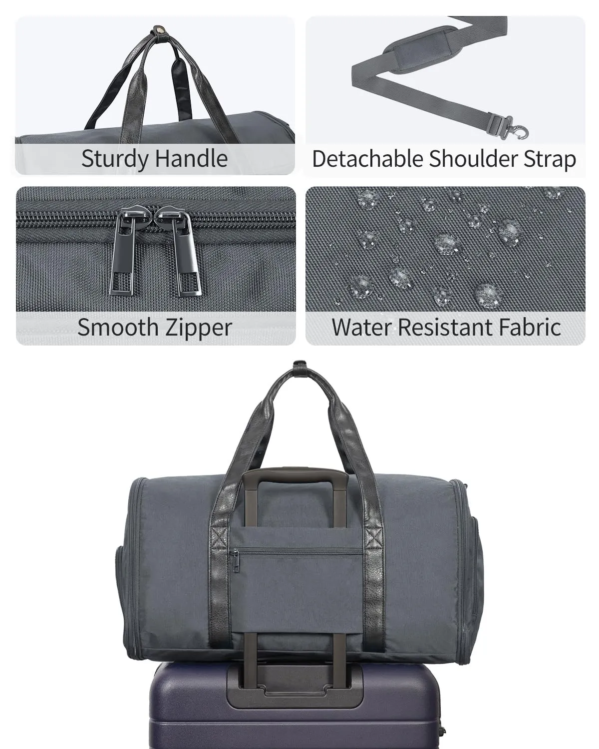 WANDF Convertible Garment Bag with Toiletry Bag for Travel