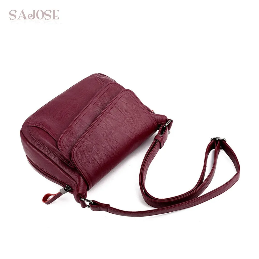 Women Leather Handbag Red Shoulder Bag Luxury Designer