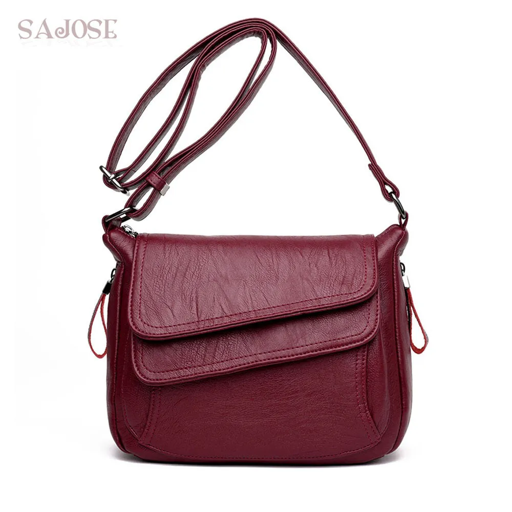 Women Leather Handbag Red Shoulder Bag Luxury Designer