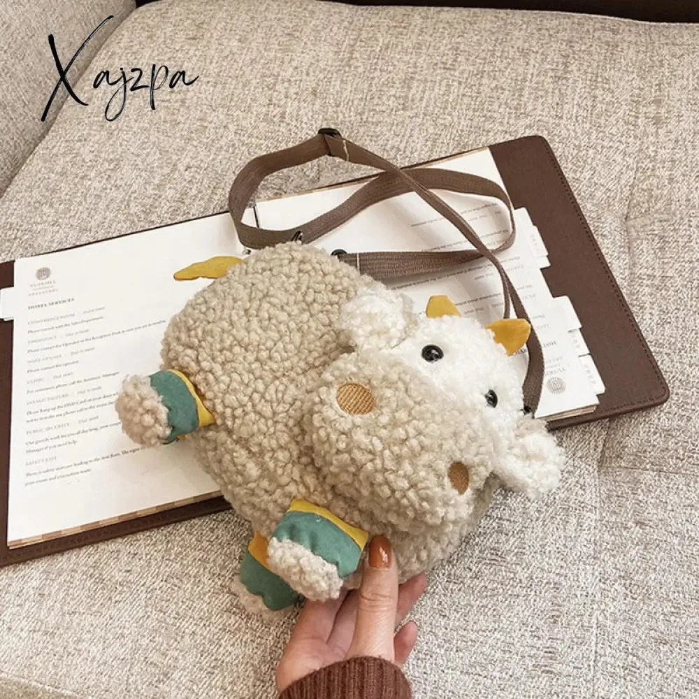 Xajzpa - Lovely Cartoon Cow Shape Shoulder Messenger Bag Kids Designer Bag Mini Crossbody Bags Small Handbags Coin Bag Purse Women'S Bag